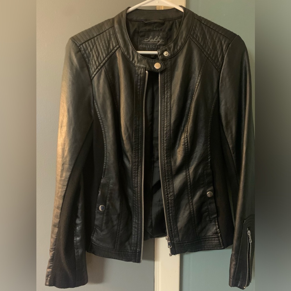 Sebby Collection Women's Faux Leather Jacket with Moto Details